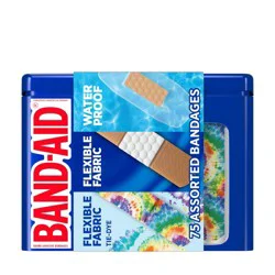 Band-Aid Brand Flexible Fabric Adhesive Bandages in Tin - Variety Pack - 75ct