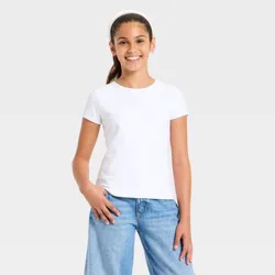 Girls' Short Sleeve Seamless Super Soft T-Shirt - art class™ White L