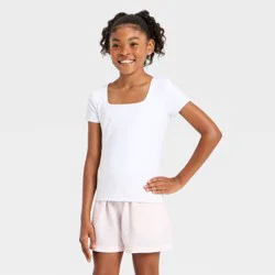 Girls' Square Neck Super Soft T-Shirt - art class™ White L