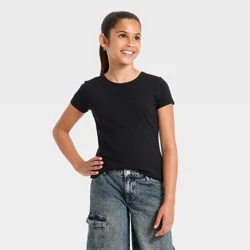 Girls' Short Sleeve Seamless Super Soft T-Shirt - art class™ Black L