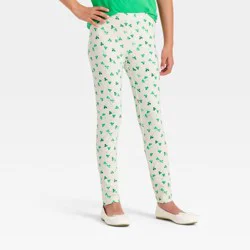 Girls' Shamrock Printed Leggings - Cat & Jack™ Cream S