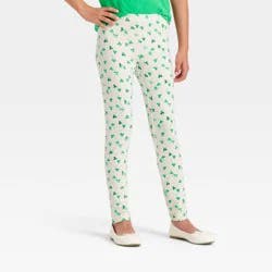 Girls' Shamrock Printed Leggings - Cat & Jack™ Cream S