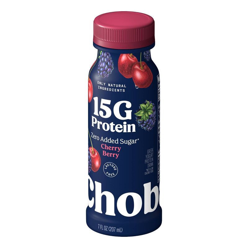slide 3 of 7, Chobani Cherry Berry Greek Yogurt Drink - 15g Protein 7 fl oz, 15 gram, 7 fl oz