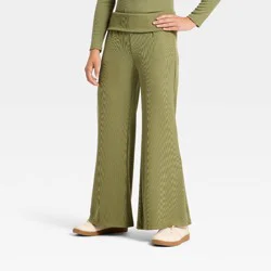 Girls' Foldover Waist Cozy Rib-Knit Flare Pant - art class™ Green XL