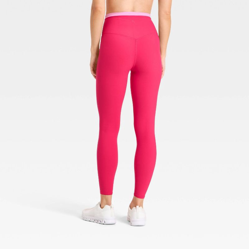 slide 2 of 3, Women's High-Rise Piped 7/8 Leggings - JoyLab™ Red/Pink XS, 1 ct