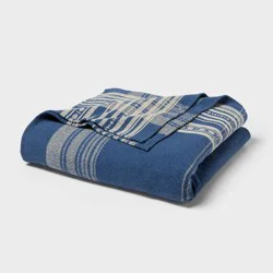 King Yarn Dyed Plaid Cotton Blanket Dark Blue - Threshold™