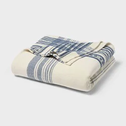Full/Queen Yarn Dyed Plaid Cotton Blanket Ivory - Threshold™