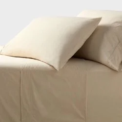 Queen Organic Percale Sheet Set Khaki Malange - Threshold™