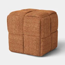 Upholstered Structured Woven Ottoman Burnt Orange - Threshold™