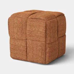 Upholstered Structured Woven Ottoman Burnt Orange - Threshold™