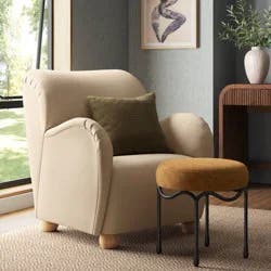 Upholstered Foot Stool with Metal Teardrop Feet Toffee Velvet - Threshold™
