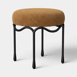 Upholstered Foot Stool with Metal Teardrop Feet Toffee Velvet - Threshold™