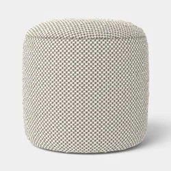 Cylinder Bean Filled Pouf Balsam Green and White - Room Essentials™