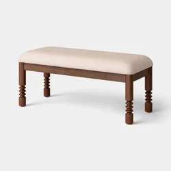 Threshold Upholstered Bench with Turned Wood Legs Cream in Performance Fabric - Fully Assembled