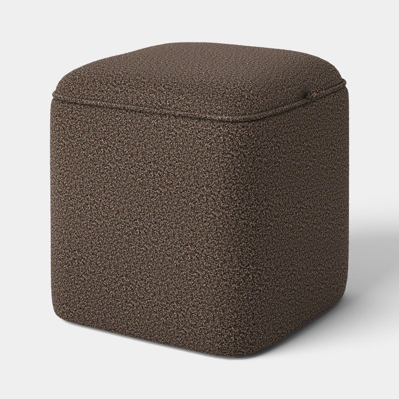 slide 1 of 7, Upholstered Storage Cube with Rounded Corners Dark Brown - Threshold™, 1 ct
