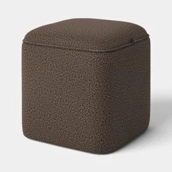Upholstered Storage Cube with Rounded Corners Dark Brown - Threshold™