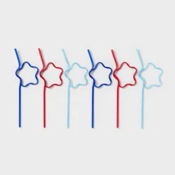 6ct 4th of July USA Star Shaped Straws - Spritz™