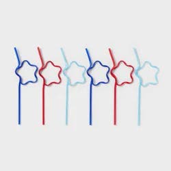 6ct 4th of July USA Star Shaped Straws - Spritz™