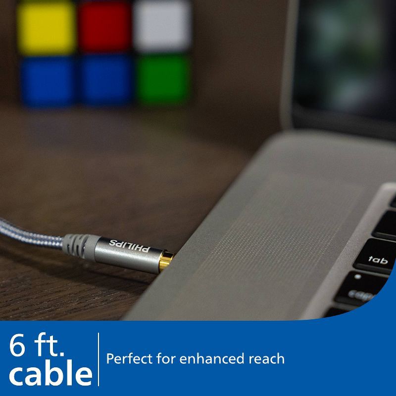 slide 2 of 6, Philips 3.5mm Auxiliary Audio Cable - Silver, 1 ct