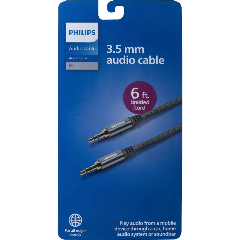 slide 3 of 5, Philips 3.5mm Auxiliary Audio Cable - Silver, 1 ct
