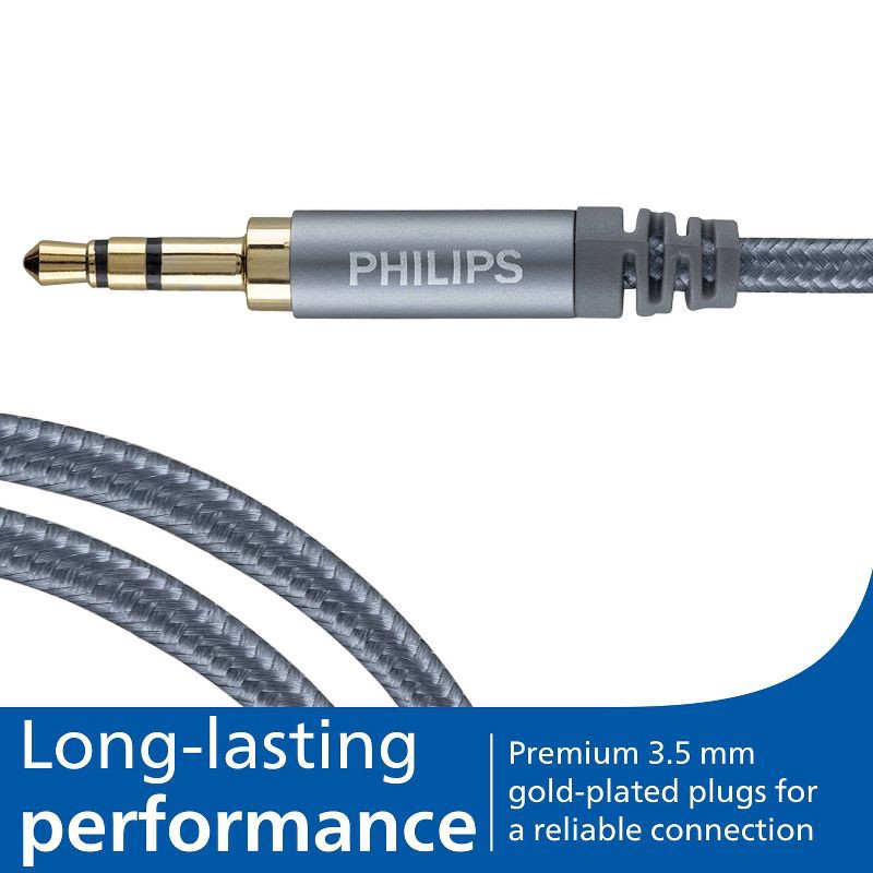 slide 5 of 6, Philips 3.5mm Auxiliary Audio Cable - Silver, 1 ct