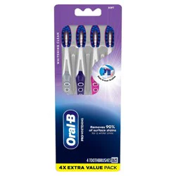Oral-B Pro-Whitening Toothbrushes - Soft - 4ct: Full Head, Manual Item, 8.976 Inch Length
