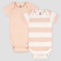 Gerber Childrenswear Gerber Baby 2pk Striped Onesie - Pink Newborn