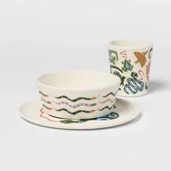 3pc Boys' Artificial Resin Dinnerware Set White - Pillowfort™