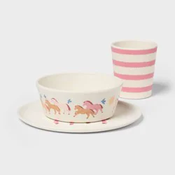 3pc Girls' Artificial Resin Dinnerware Set White - Pillowfort™