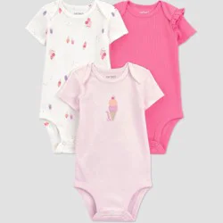 Carter's Just One You® Baby Girls' 3pk Ice Cream Short Sleeve Bodysuit - Pink 12M
