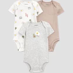 Carter's Just One You® Baby Boys' 3pk Breakfast Short Sleeve Bodysuit - Gray/Brown/White 6M