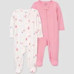 Carter's Just One You® Baby Girls' 2pk Ice Cream Long Sleeve Sleep N' Play - Cream/Pink 9M