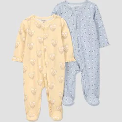 Carter's Just One You® Baby Girls' 2pk Floral Long Sleeve Sleep N' Play Footed Pajamas - Yellow/Blue 9M