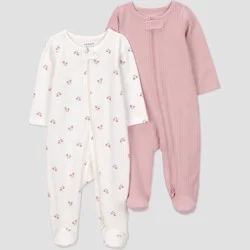 Carter's Just One You® Baby Girls' 2pk Floral Long Sleeve Sleep N' Play Footed Pajamas - Ivory/Pink 6M