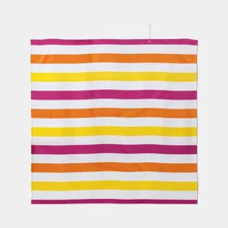 60"x60" Microfiber Multi Striped Beach Blanket with Snapable Strap Pink/Orange/Yellow - Sun Squad™