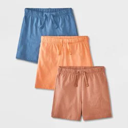 Toddler Boys' 3pk Pull-On Knit Shorts - Cat & Jack™ Orange/Blue/Brown 4T