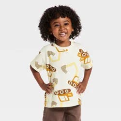 Toddler Boys' Construction Relaxed T-Shirt - Cat & Jack™ Cream 3T