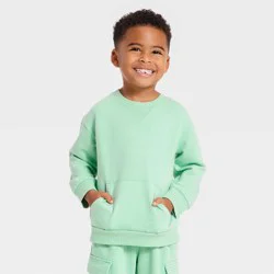 Toddler Boys' French Terry Crewneck Sweater - Cat & Jack™ Green 3T