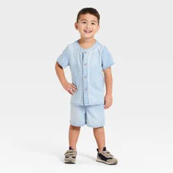 Toddler Boys' Denim Button-Up Shirt & Shorts Set - Cat & Jack™ Light Wash 4T