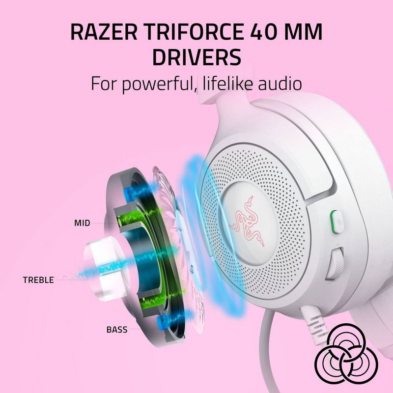 slide 4 of 11, Razer Kraken Kitty V3 X Wired Headset for Gaming - White, 1 ct