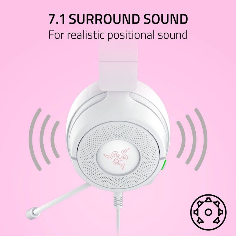 slide 5 of 11, Razer Kraken Kitty V3 X Wired Headset for Gaming - White, 1 ct