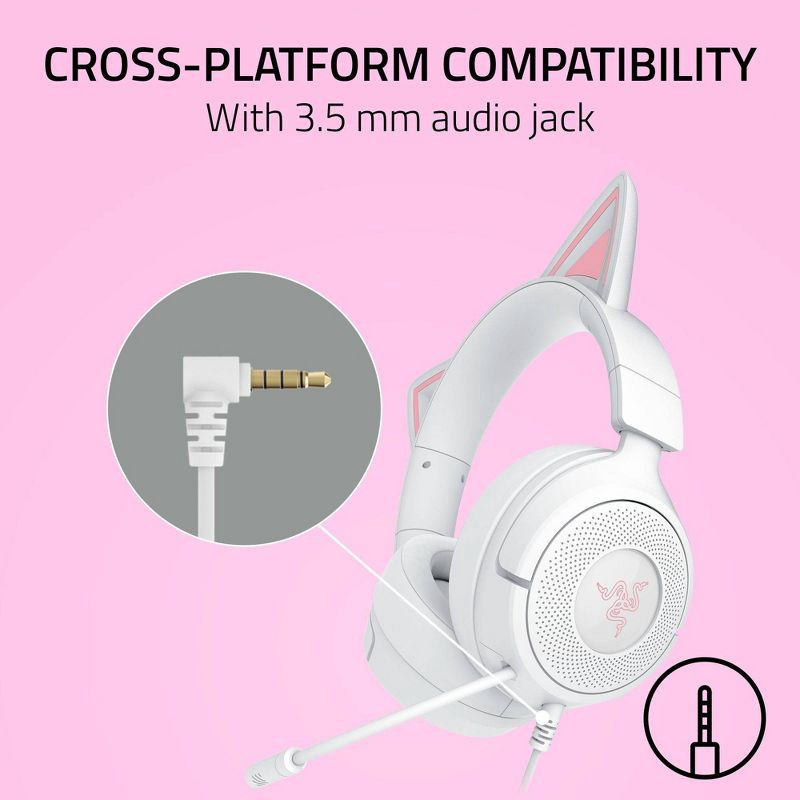 slide 6 of 11, Razer Kraken Kitty V3 X Wired Headset for Gaming - White, 1 ct
