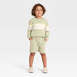 Toddler Boys' Crewneck Sweatshirt and Shorts Set - Cat & Jack™ Light Green 5T