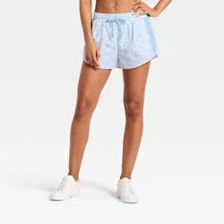 Women's Crochet Trim Woven Shorts - JoyLab™ Blue Floral Print M