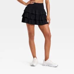 Women's Layered Ruffle Skort - JoyLab™ Black L