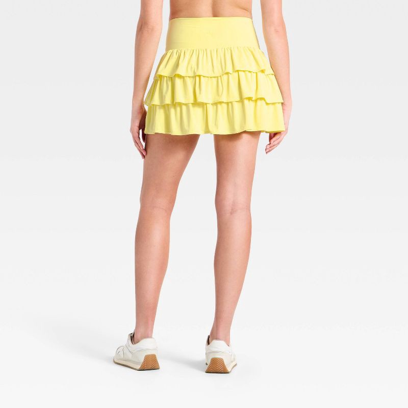 slide 2 of 4, Women's Layered Ruffle Skort - JoyLab™ Yellow XXS, 1 ct