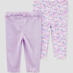 Carter's Just One You® Baby Girls' 2pk Floral Pants - Purple 12M