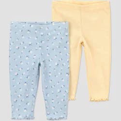 Carter's Just One You® Baby Girls' 2pk Floral Pants - Blue/Yellow Newborn
