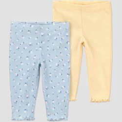 Carter's Just One You® Baby Girls' 2pk Floral Pull-On Pants - Blue/Yellow 12M