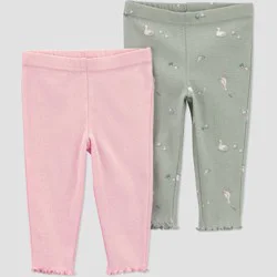 Carter's Just One You® Baby Girls' 2pk Duck Pants - Pink/Green 12M
